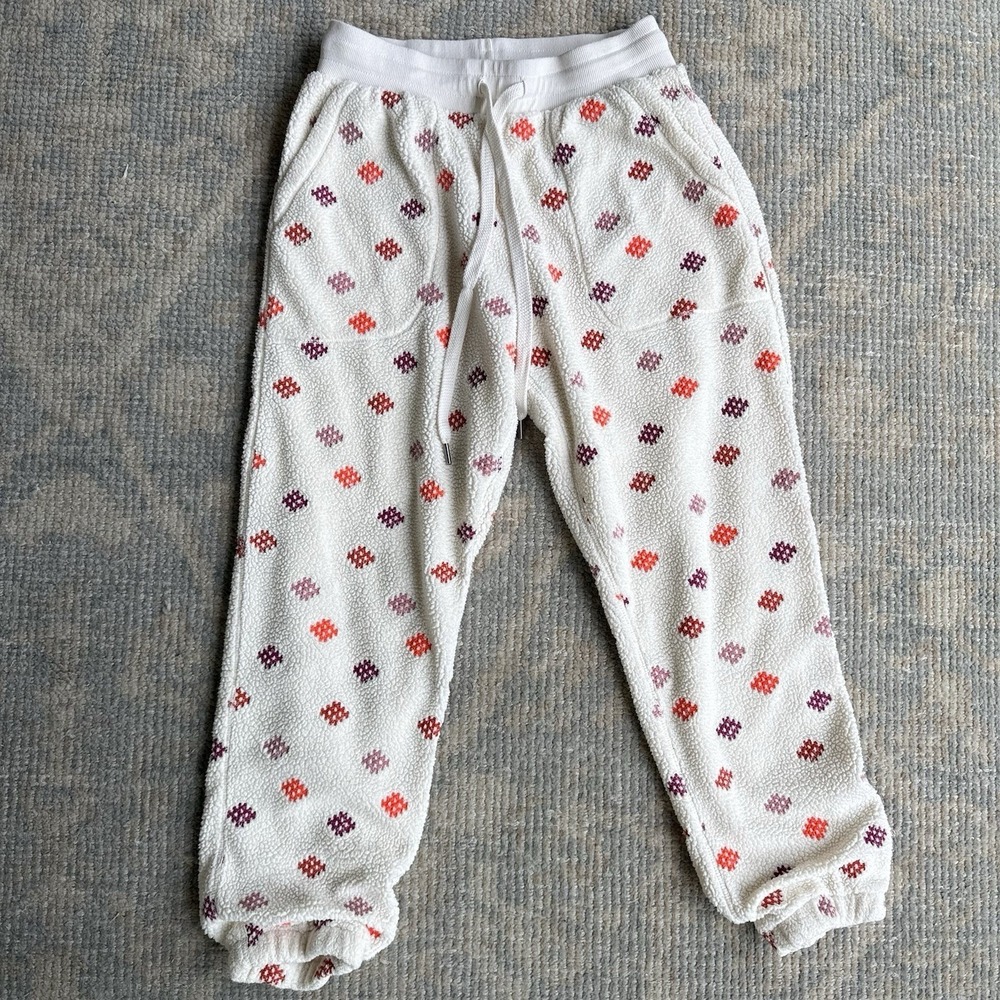 Anthropologie Daily Practice Women's XS Sherpa Jogger Pants Ivory Dotted $98